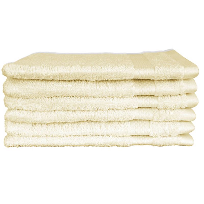 Foto van Katoenen washandjes met ophang lus - 6 pack - 15 x 21 cm - crème