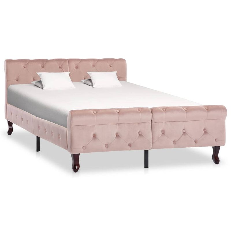 Foto van Vidaxl bedframe fluweel roze 120x200 cm