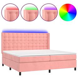 Foto van Vidaxl boxspring met matras en led fluweel roze 200x200 cm