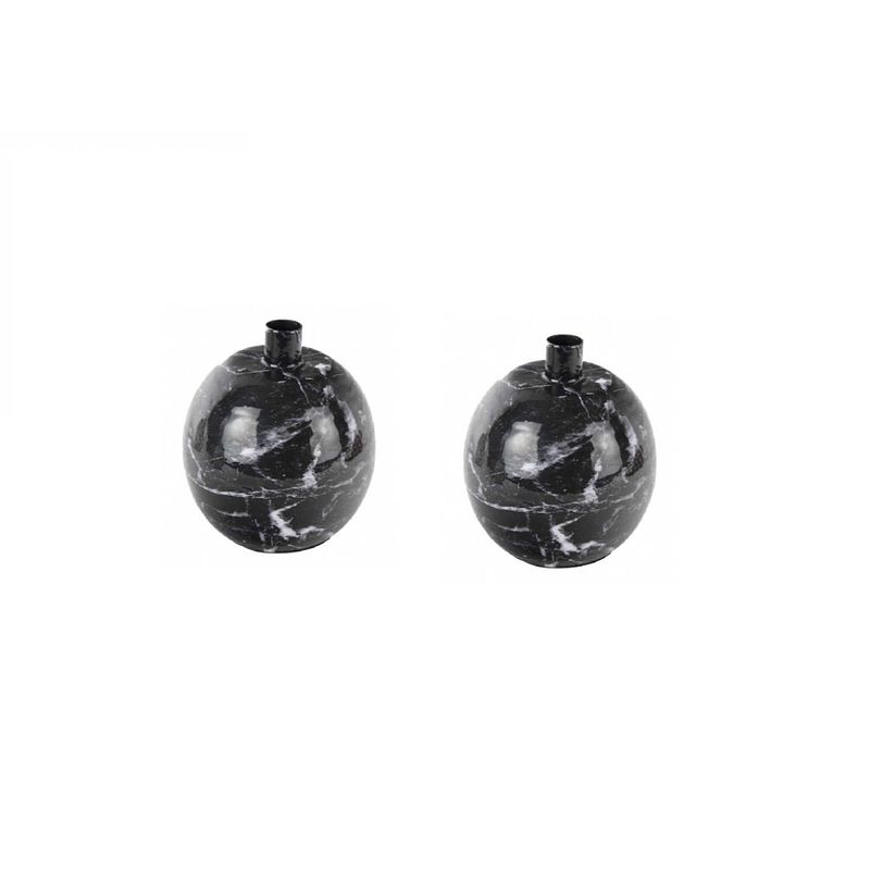 Foto van Present time candle holder marble look large black - set van 2