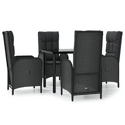 Foto van Vidaxl 5-delige loungeset met kussens poly rattan zwart