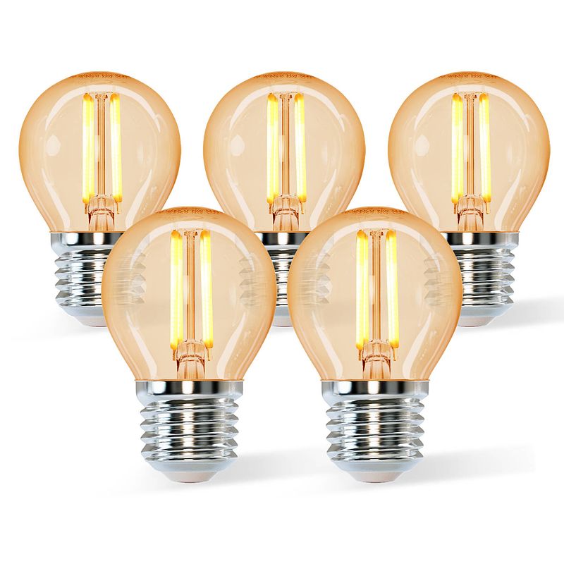 Foto van Aigostar led filament g45 6w - e27 fitting - 2200k - amber - set van 5 stuks