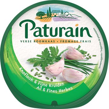 Foto van Paturain verse roomkaas knoflook & fijne kruiden 90g bij jumbo