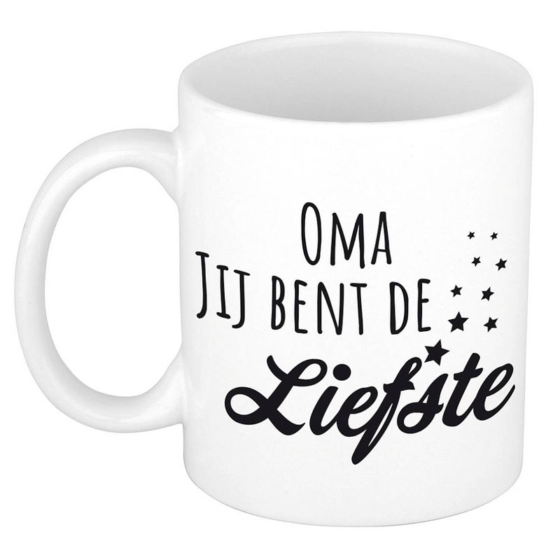 Foto van Oma jij bent de liefste kado mok / beker wit - bedankt cadeau / verjaardag - feest mokken