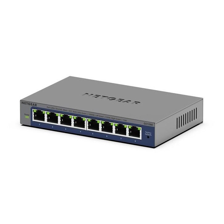 Foto van Netgear gs108ev4 switch (8-port gigabit prosafe plus) switch grijs