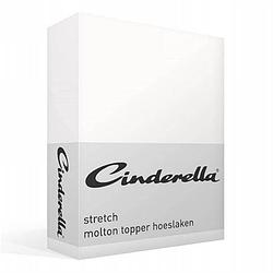 Foto van Cinderella stretch topper molton hoeslaken - 50% katoen - 50% polyester - lits-jumeaux (160x200/210 cm) - wit