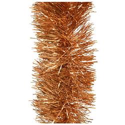 Foto van 1x stuks kerstboom slingers/lametta guirlandes cognac bruin (amber) 270 x 10 cm - kerstslingers