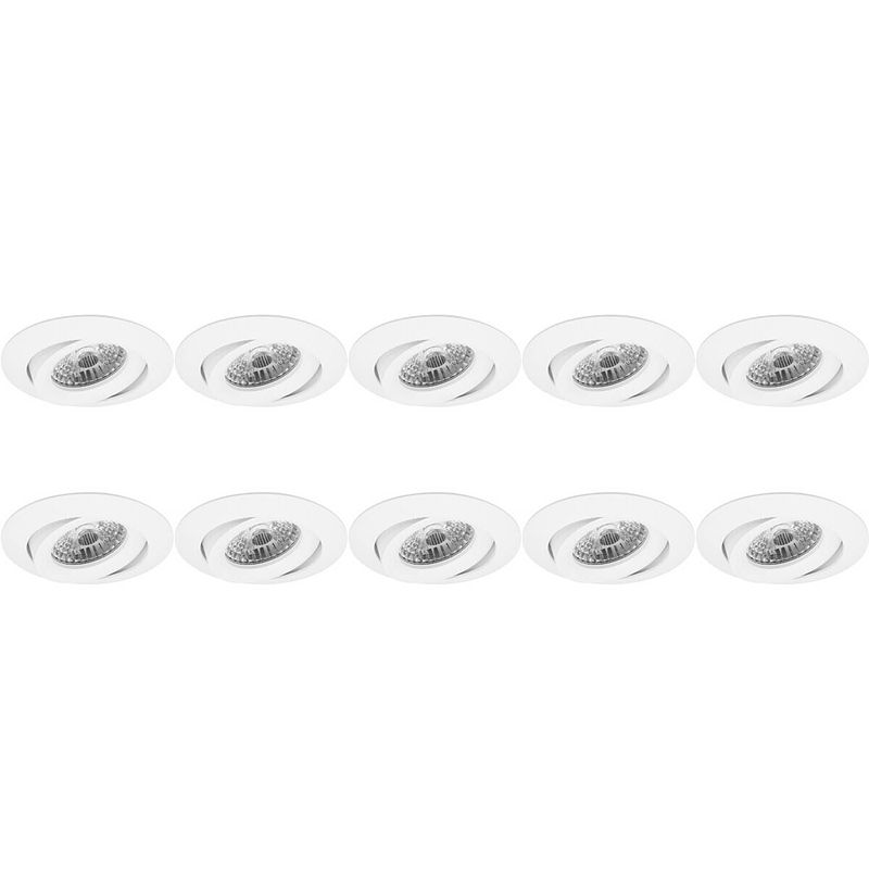 Foto van Spot armatuur 10 pack - pragmi uranio pro - gu10 fitting - inbouw rond - mat wit - aluminium - kantelbaar - ø82mm