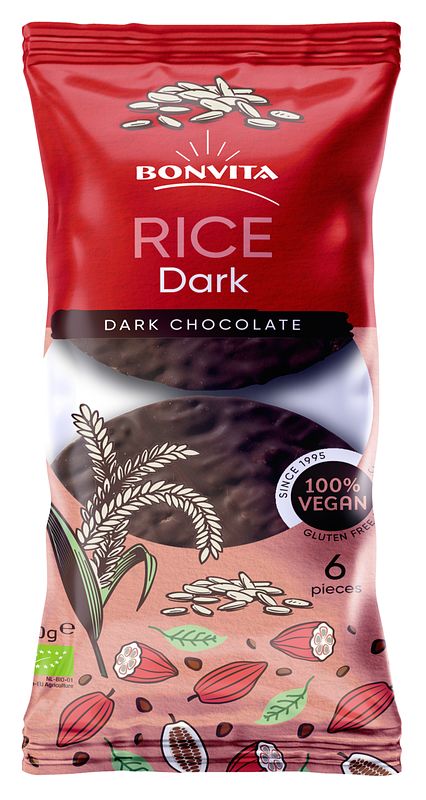 Foto van Bonvita rice dark chocolate 6 stuks 100g bij jumbo