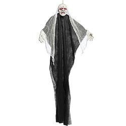 Foto van Halloween/horror thema hang decoratie spook/geest/skelet - met led licht - griezel pop - 170 cm - feestdecoratievoorwerp