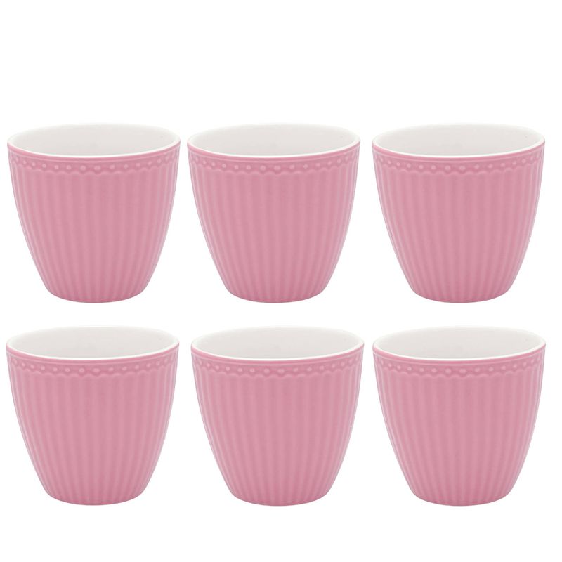 Foto van Set van 6x stuks beker (latte cup) greengate alice dusty rose 300ml ø 10cm