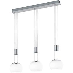 Foto van Led hanglamp - hangverlichting - trion maliba - 24w - 3-lichts - warm wit 3000k - dimbaar - rechthoek - mat nikkel -