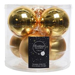 Foto van Kerstboomversiering gouden kerstballen van glas 8 cm 6 stuks - kerstbal