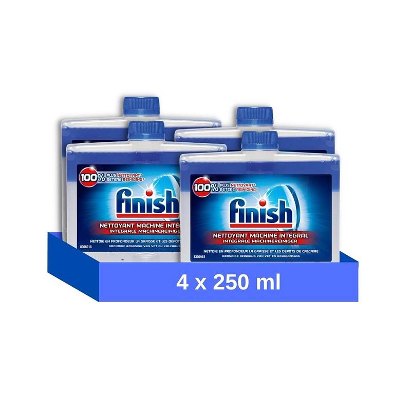Foto van Finish vaatwasmachinereiniger - regular - 250 ml - 4 stuks - voordeelverpakking