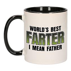 Foto van Worlds best farter mok / beker zwart wit 300 ml - cadeau mokken - papa/ vaderdag - feest mokken