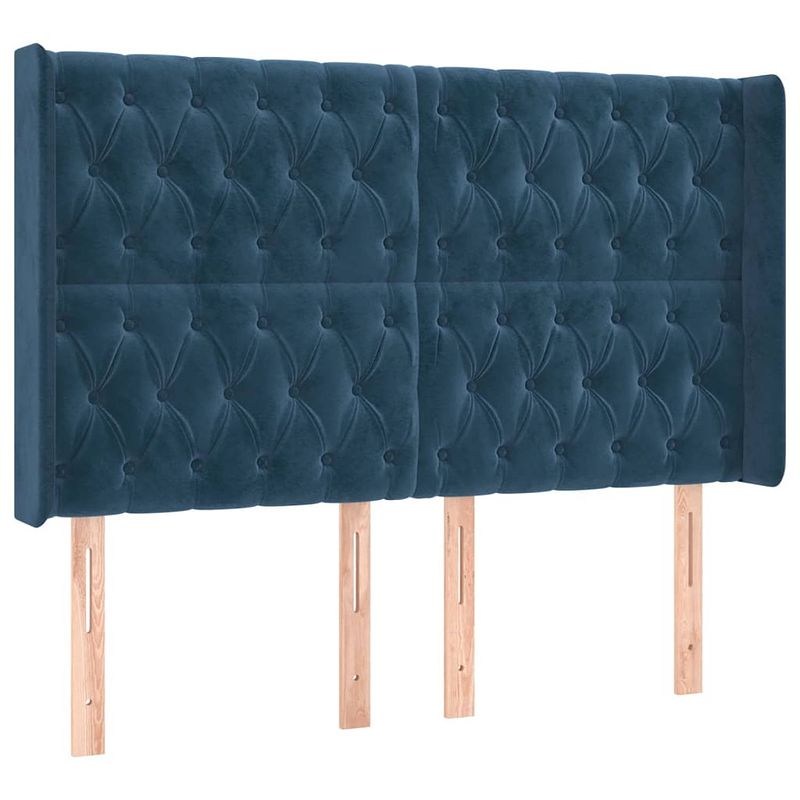 Foto van Vidaxl hoofdbord met randen 163x16x118/128 cm fluweel donkerblauw