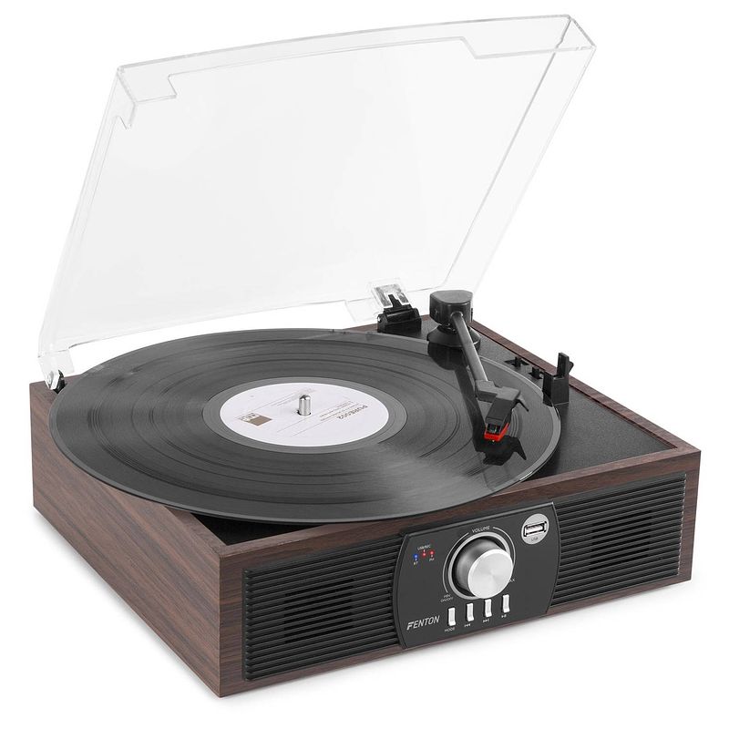 Foto van Retro platenspeler met ingebouwde speakers - fenton rp175dw - bluetooth - usb