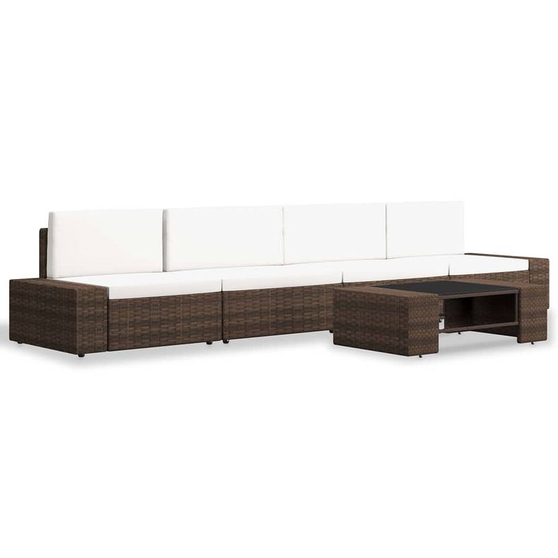 Foto van Infiori 5-delige loungeset poly rattan bruin