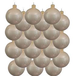 Foto van 18x glazen kerstballen glans licht parel/champagne 6 cm kerstboom versiering/decoratie - kerstbal