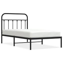 Foto van Vidaxl bedframe met hoofdbord metaal zwart 100x190 cm