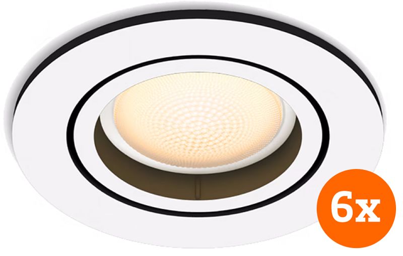 Foto van Philips hue milliskin inbouwspot white ambiance rond wit 6-pack