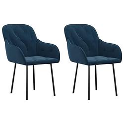 Foto van The living store eetkamerstoelen - blauw fluweel - ergonomisch ontworpen - 57x61x80cm