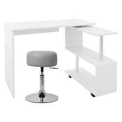 Foto van Bureau met vier wielen 150x88x75 cm wit mdf ml-design