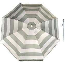 Foto van Parasol - zilver/wit - d180 cm - incl. draagtas - parasolharing - 49 cm - parasols