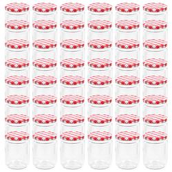 Foto van Vidaxl jampotten met wit met rode deksels 48 st 230 ml glas