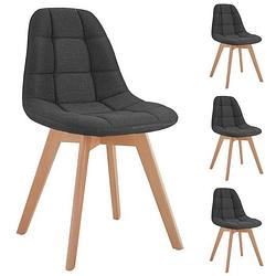 Foto van Anya set van 4 stoelen - grijze stof - poot van natuurlijk massief beukenhout - l 44 x d 50 x h 84 cm