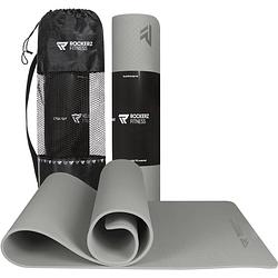 Foto van Yoga mat - fitness mat grijs - sport mat - yogamat anti slip & eco - extra dik - duurzaam tpe materiaal - incl draagtas