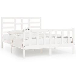 Foto van The living store bedframe massief grenenhout wit 140x200 cm - bed