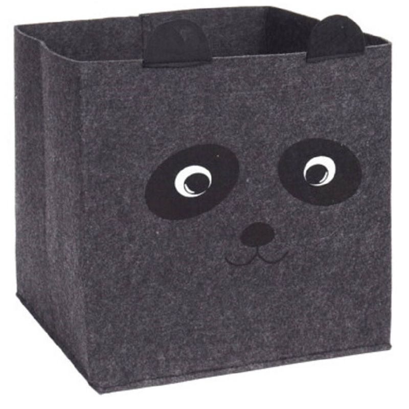 Foto van Opbergmand/kastmand vilt kinderkamer - dieren thema panda - 32 x 32 x 32 cm - opbergmanden