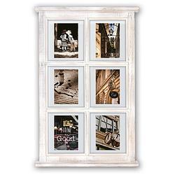 Foto van Zep - multi houten transparante fotolijst hampton wit voor 6 foto's 10x15 (43x68 cm) - tz66w