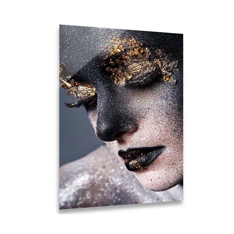 Foto van Ter halle® glasschilderij 120 x 80 cm gezicht vrouw met glitters