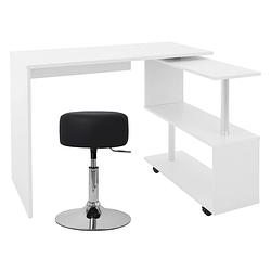 Foto van Bureau met vier wielen 150x88x75 cm wit mdf ml-design