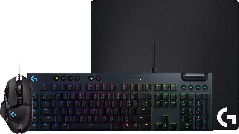 Foto van Logitech g815 lightsync qwerty + logitech g502 hero + g640 mousepad