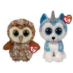 Foto van Ty - knuffel - beanie buddy - percy owl & helena husky