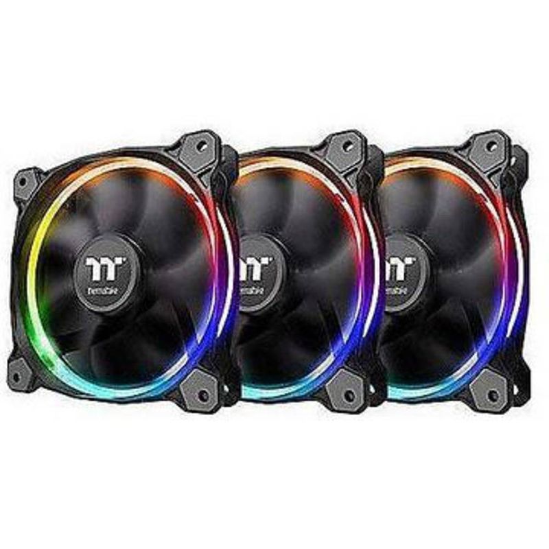 Foto van Thermaltake riing 12 rgb sync 3 pack pc-ventilator zwart, rgb (b x h x d) 120 x 120 x 25 mm incl. led-verlichting