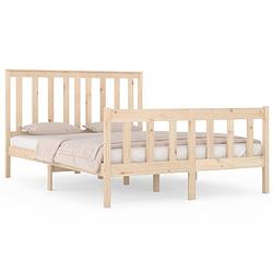 Foto van The living store klassiek grenenhouten bedframe - 195.5 x 145.5 x 69.5 cm - comfortabele ondersteuning