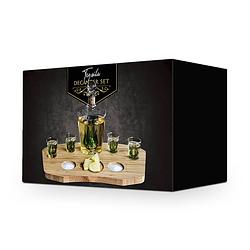 Foto van Tequila decanter set - complete set - incl. 4 shotglazen en houten plateau - 840 ml - tequila karaf - original