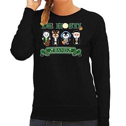 Foto van Bellatio decorations foute kersttrui/sweater dames - de hosti band - zwart - kerstmuziek - band xl - kerst truien