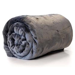 Foto van Droomtextiel enzo bank plaid donker grijs 130 x 180 cm - fleece deken - super zacht - warm en donzig