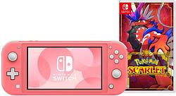 Foto van Nintendo switch lite koraal + pokémon scarlet