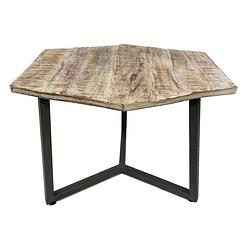 Foto van Parya home - bijzettafel duurzame woonkamertafel salontafel - 56 x 47 cm - zwart - metalen frame hout