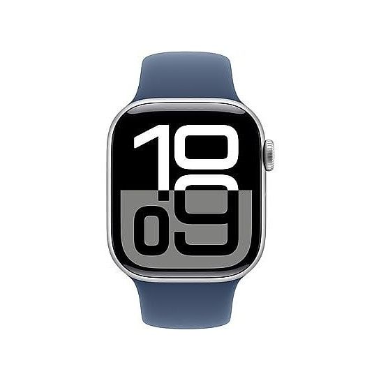 Foto van Apple watch series 10 gps 42mm aluminium case met denim sport band - s/m smartwatch zilver