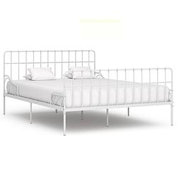 Foto van Vidaxl bedframe met lattenbodem metaal wit 200x200 cm