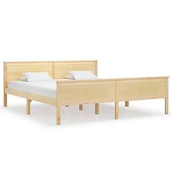 Foto van The living store bedframe grenenhout - praktisch bed - afmeting- 208 x 188 x 77 cm - stevige lattenbodem