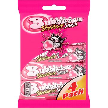 Foto van Bubblicious kauwgom strawberry splash 4 x 38g bij jumbo