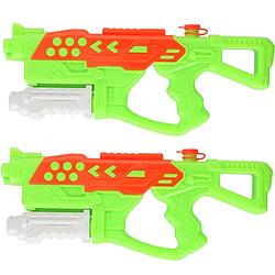 Foto van 2x waterpistolen/waterpistool groen van 42 cm kinderspeelgoed - waterpistolen